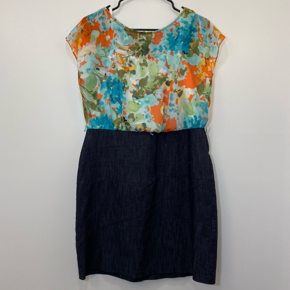 Dress barn floral and denim dress
